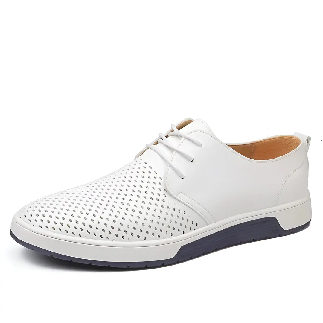 Morello Perforated Low Top Sneakers - Breathable Faux Leather with Rope Laces