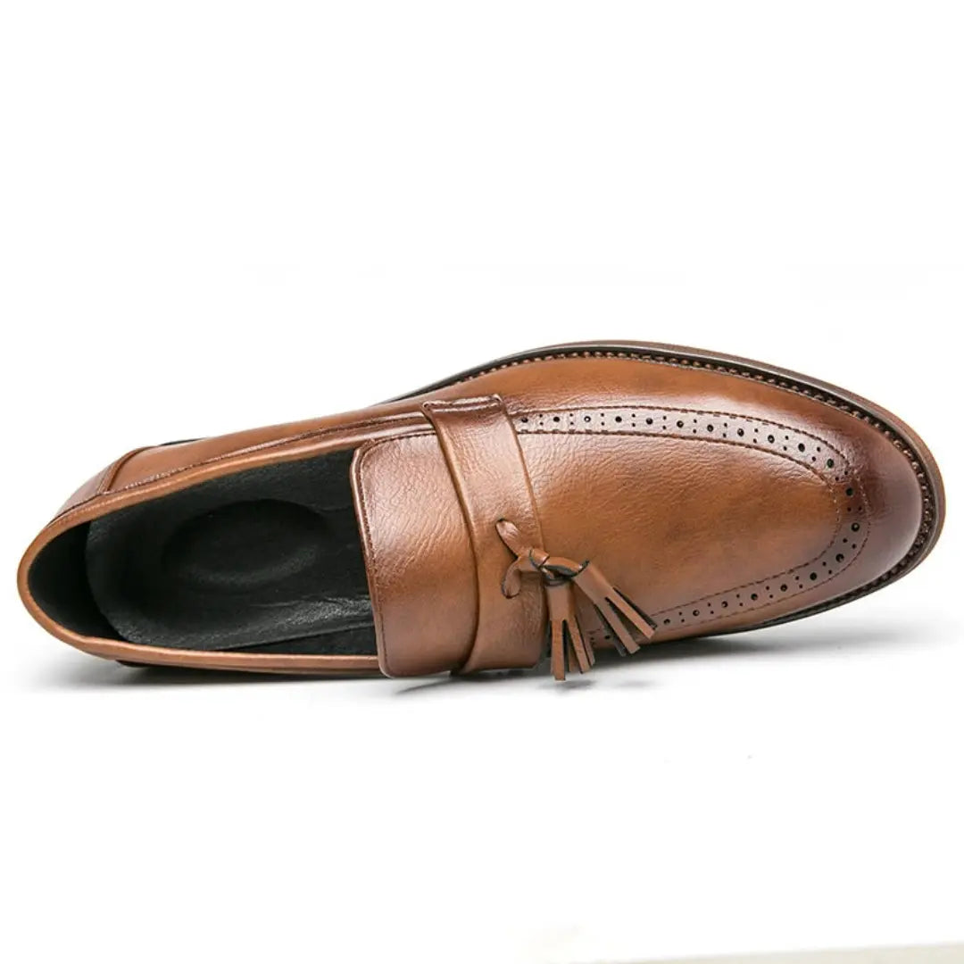 Hamilton Tassel Loafers - Vintage Brown Vegan Leather with Cushioned Insoles