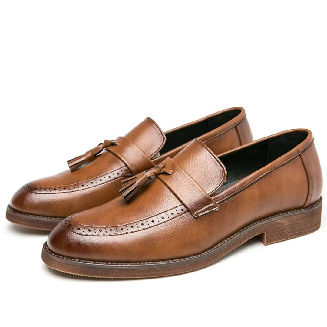 Hamilton Tassel Loafers - Vintage Brown Vegan Leather with Cushioned Insoles