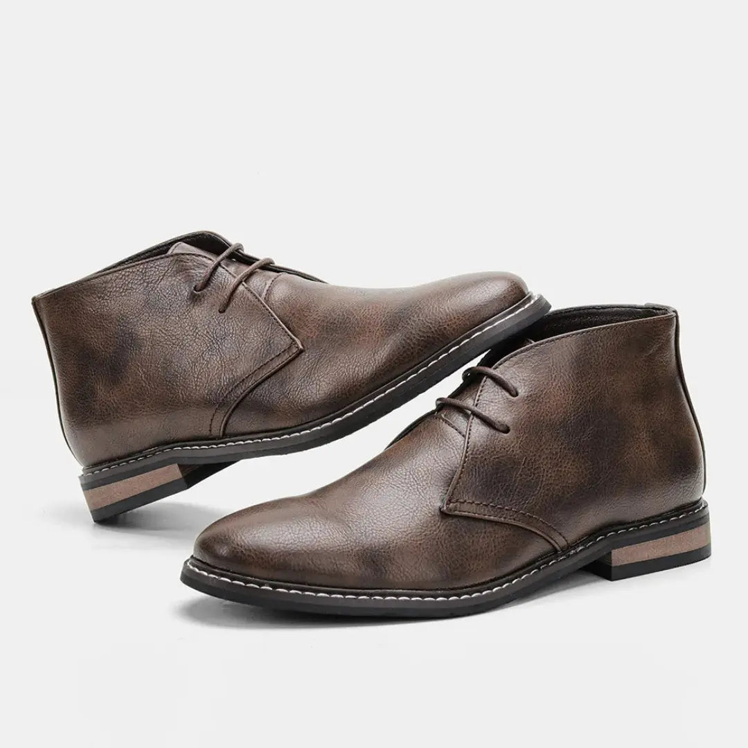 Classic Leather Desert Boots - Genuine Leather with Reinforced Stitching and Non-Slip Sole